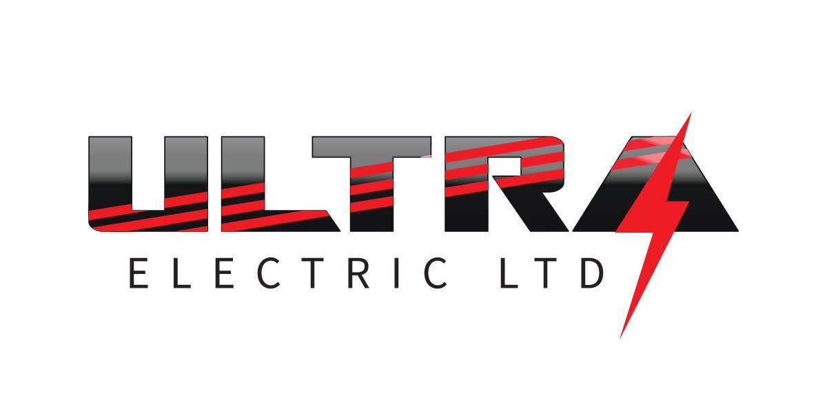 Bold logo in red for electricians