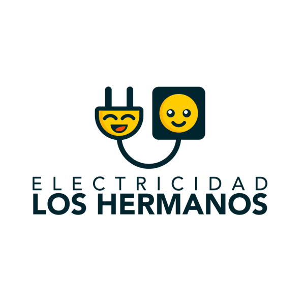 Wall socket with plug with a smiley face as a logo for electricians