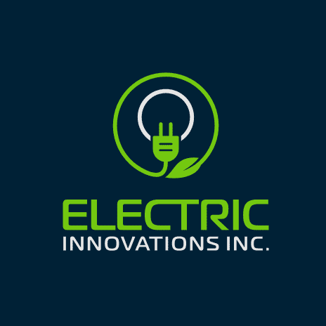 Eco electric logo design with plug and leaf