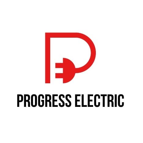 Wire and plug shaped like a P for Progress Electric company logo