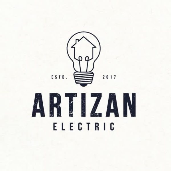 Hand drawn light bulb with a house in the middle for electric company logo