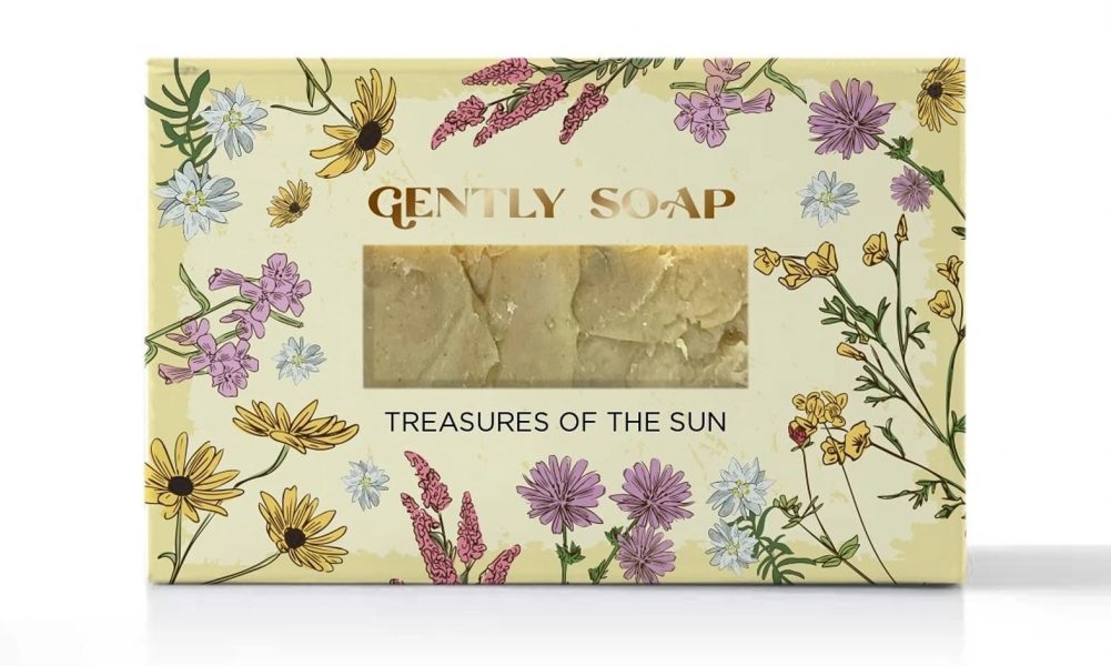 Soap packaging idea with nature and floral design elements
