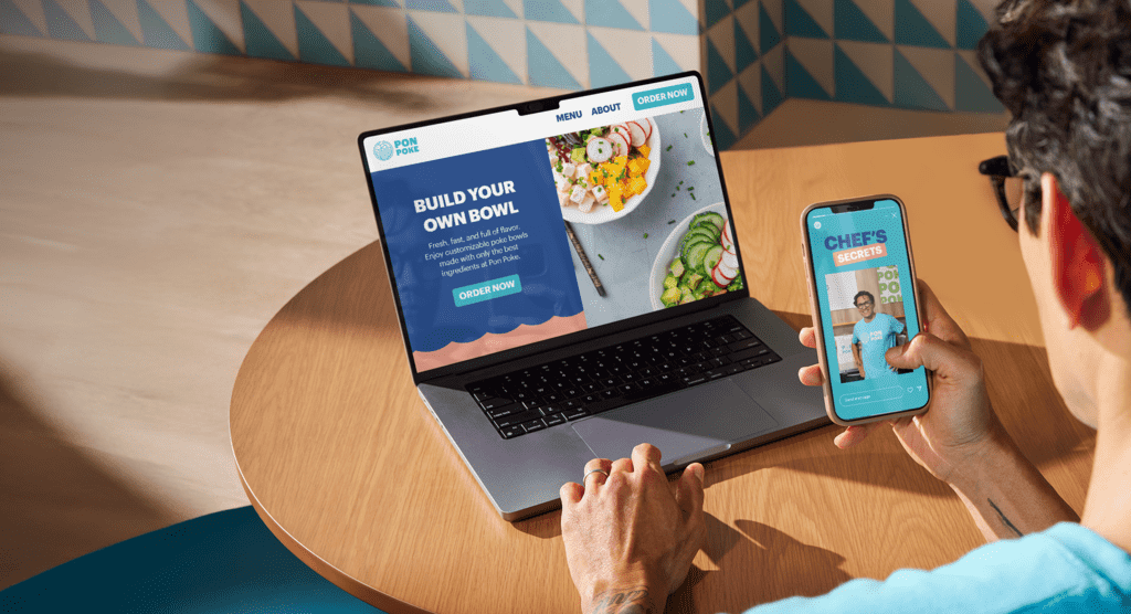 Small business owner setting up their website and digital presence