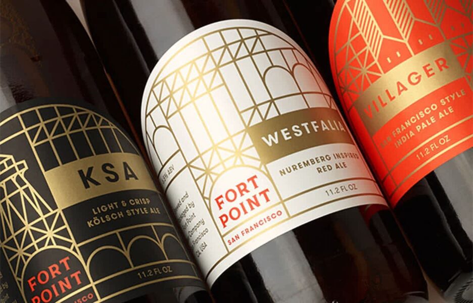 Geometric branding beer label design.