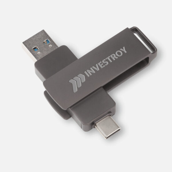 Grey logo printed on USB drive for promotional product idea