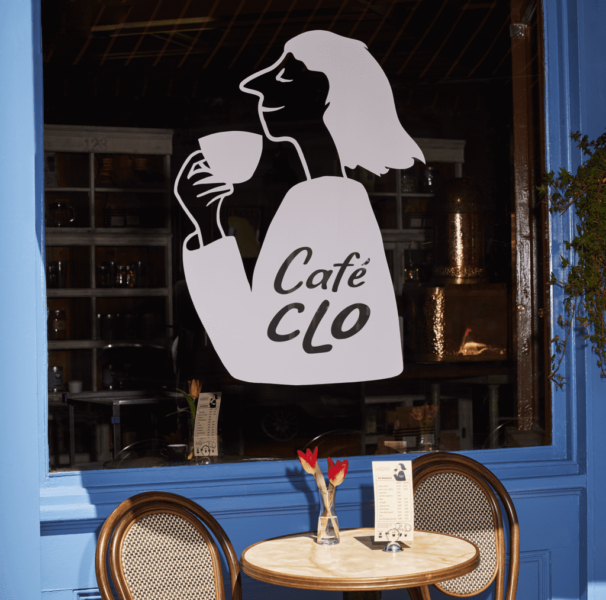 Large white logo for a window decal