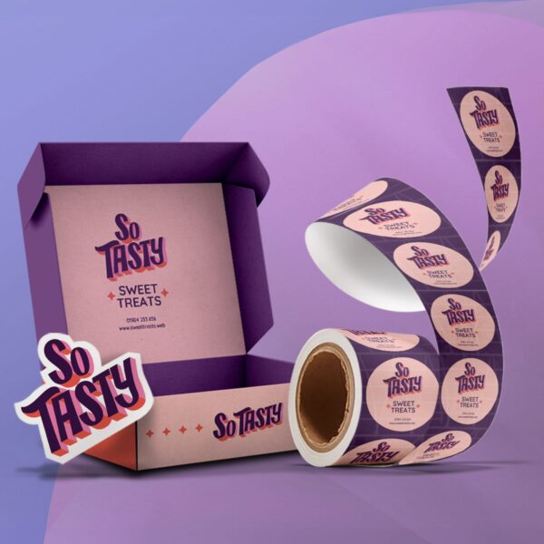Purple logo for packaging and stickers