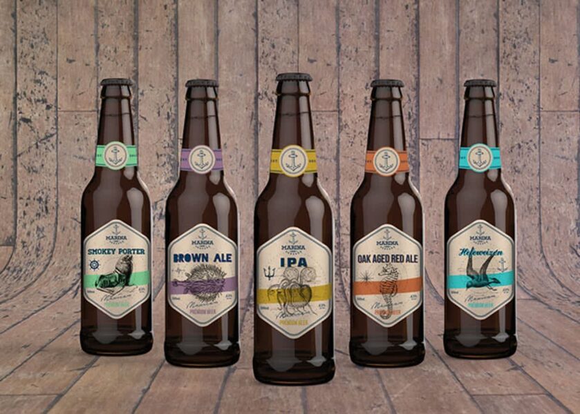 Vintage-style beer bottle design.