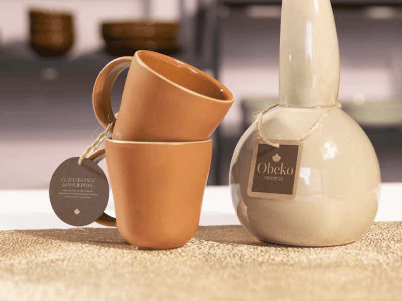 Ceramics with kraft hang tag.