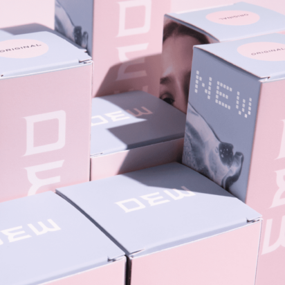 Colorful types-of-packaging displayed geometrically to show all sides of rectangular product boxes.