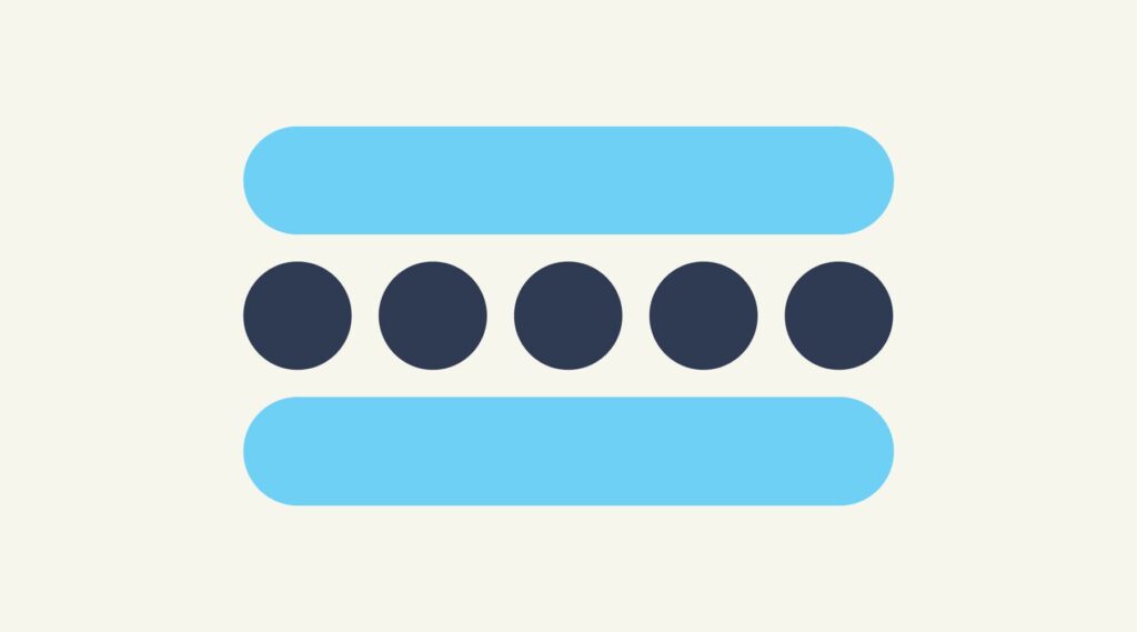 thick horizontal lines balanced by circles in between