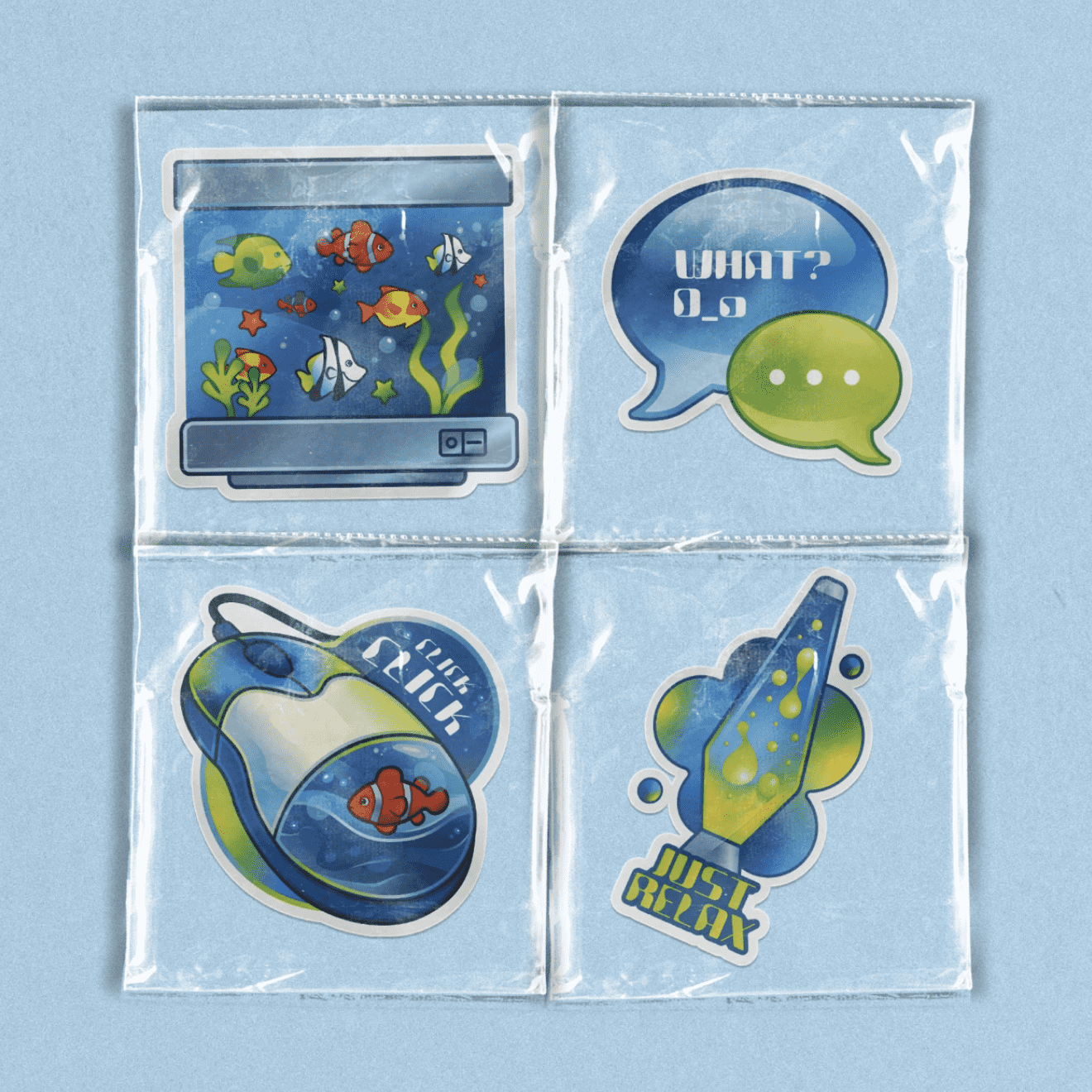 Frutiger Aero Revival graphic design trend 2026 in sticker design