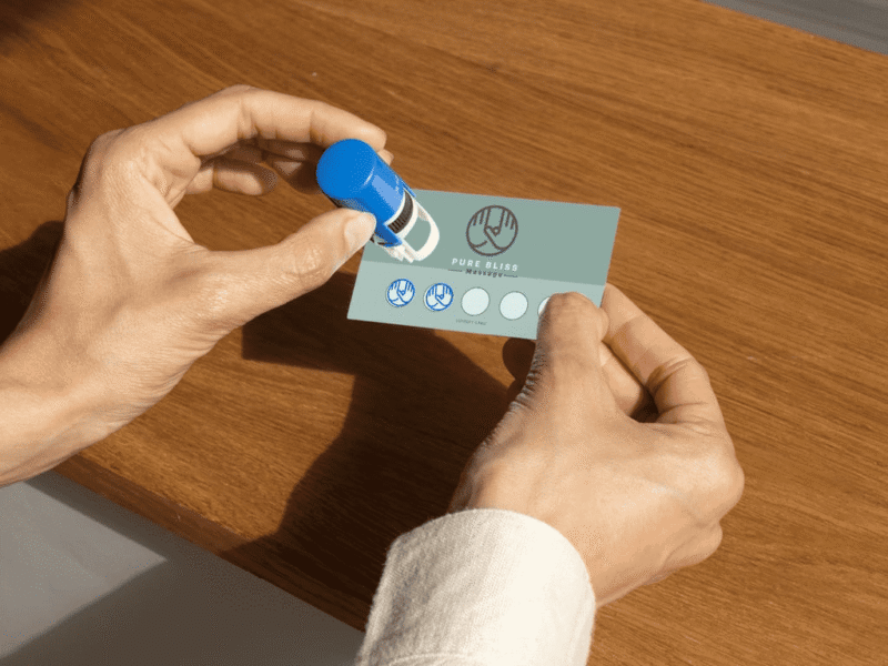 A loyalty business card for a massage parlor, types of business cards