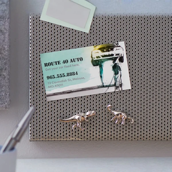 A magnetic business card for a mechanic, business card types