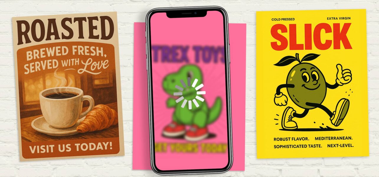 poster designs created with AI using a smartphone