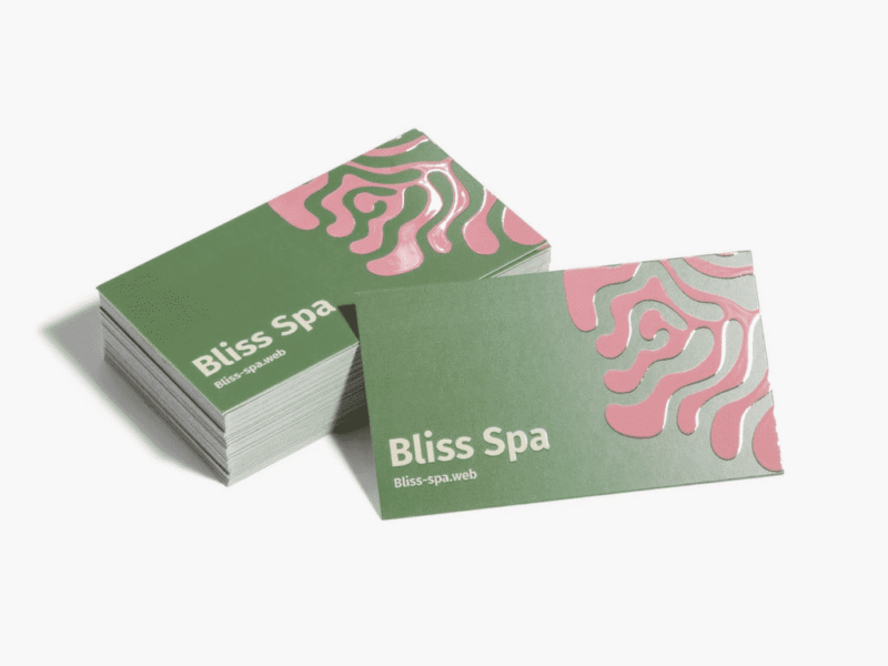 Embossed spot gloss business card design for a spa business