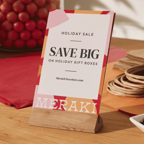 Postcard promoting a holiday sale using white space effectively