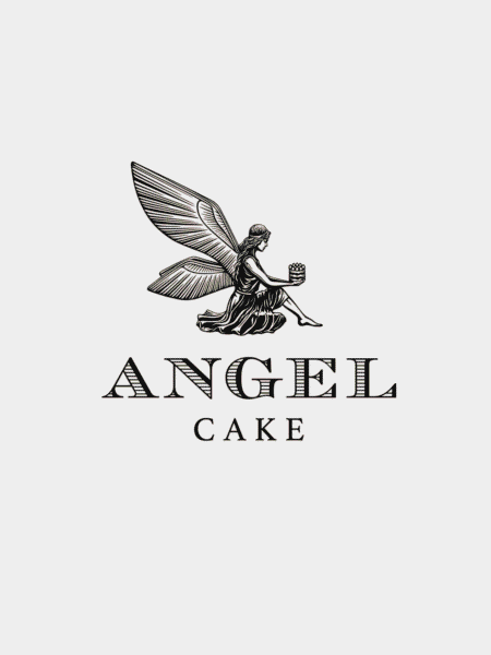 illustrated anget sits with a cupcake