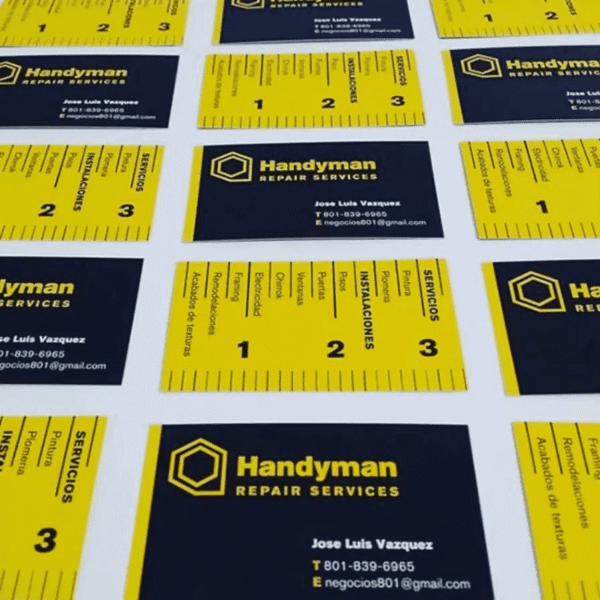 Bright business card design for a handyman