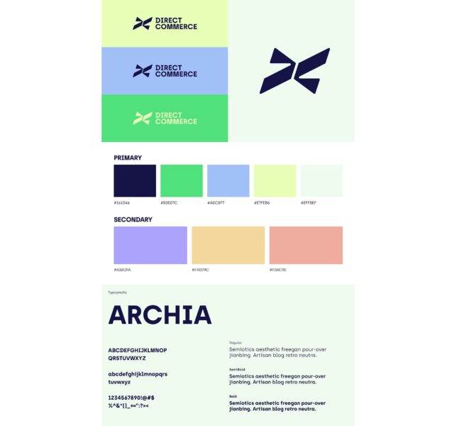 Brand logo and color palette, visual identity