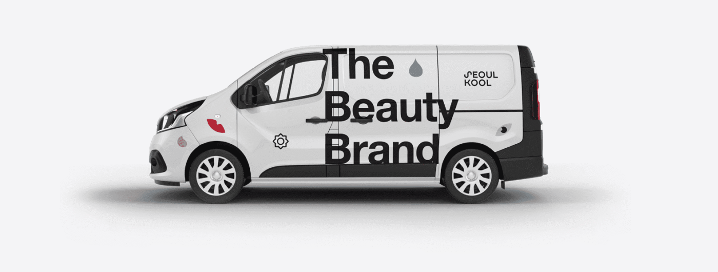 Vehicle branding design for a beauty brand