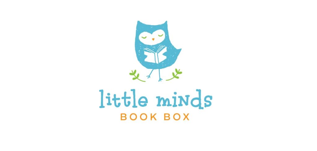 A blue illustrated owl logo for a children’s book company