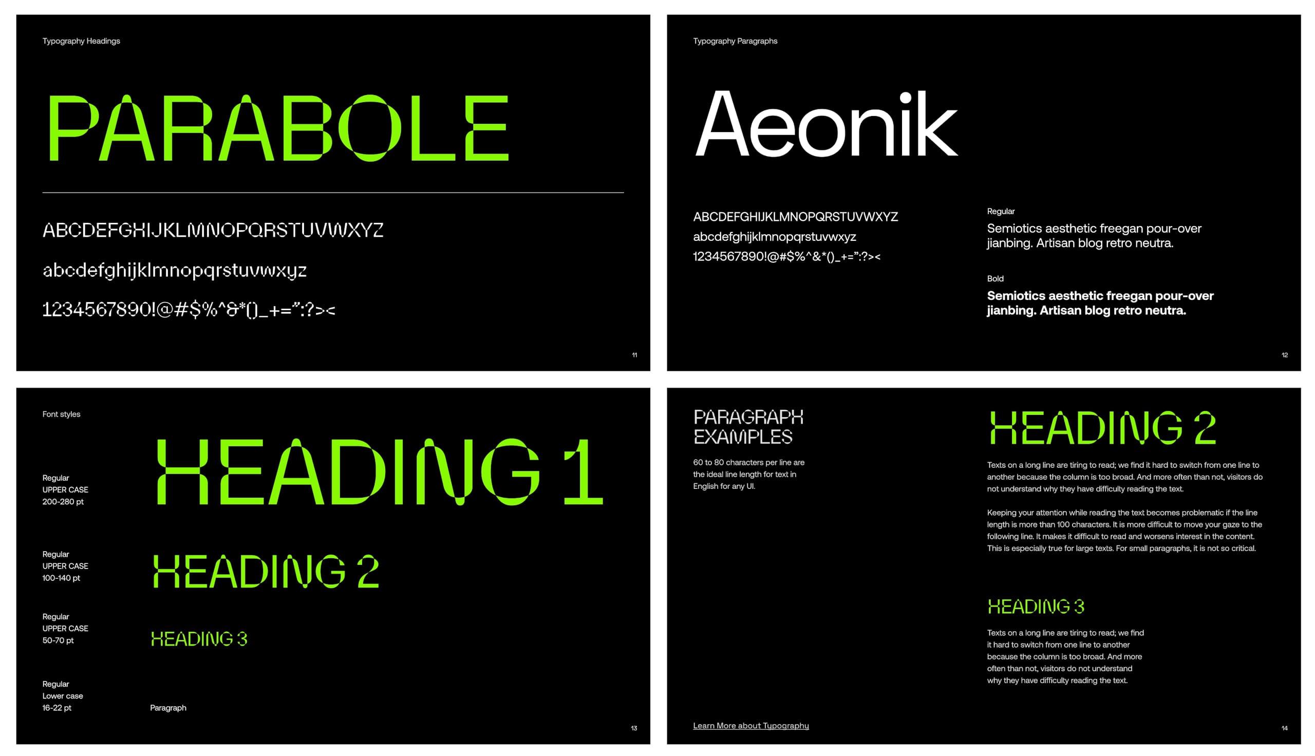 A section of the brand style guide dedicated to typography