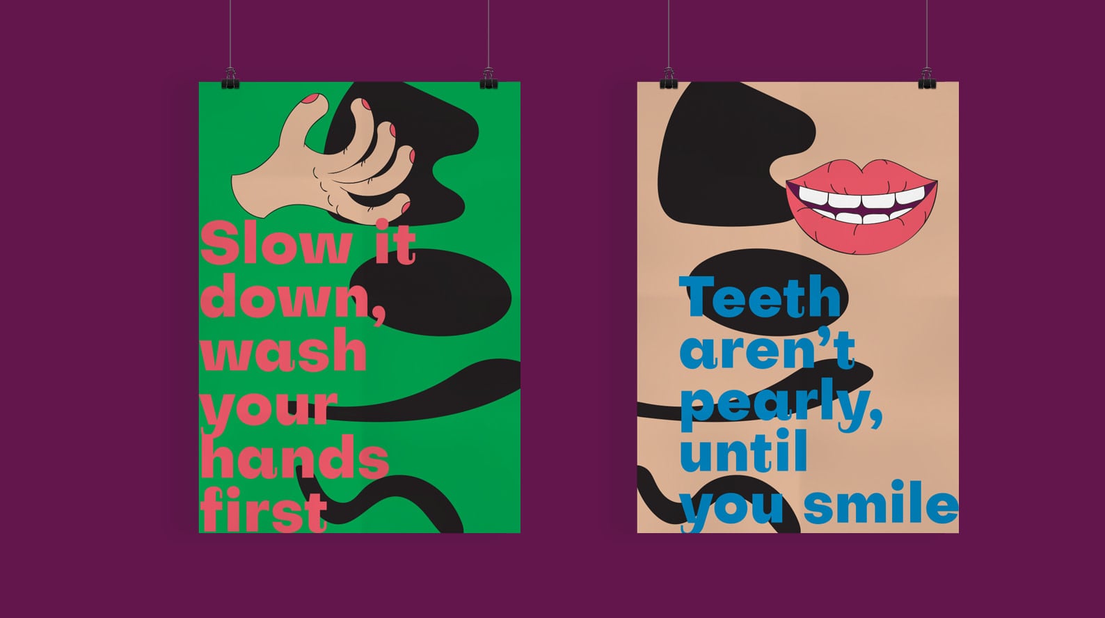 Brand illustrations used in sample brand posters presented in the brand style guide