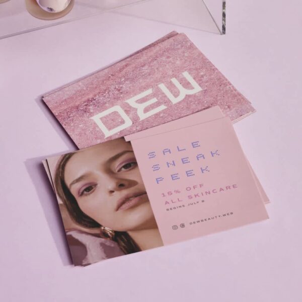 Brand fonts on branded postcards, elements of a brand