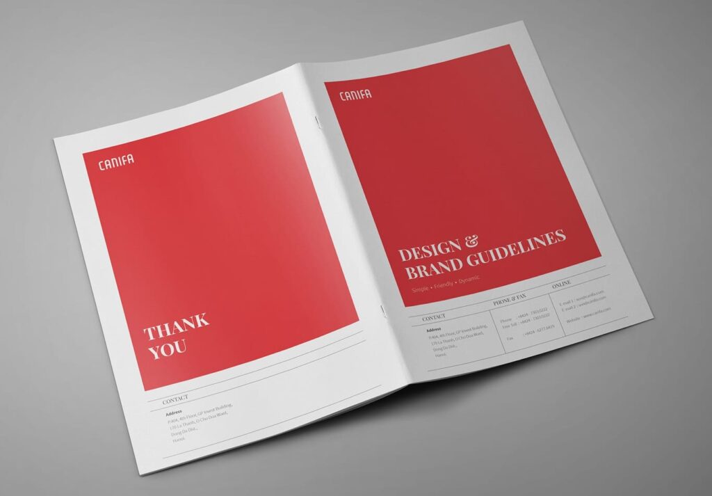 Design and brand guidelines for Canifa consolidated in a physical brand style guide