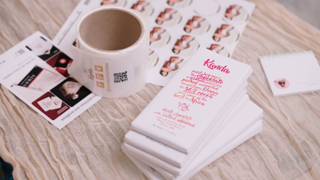 Chocolate bar packaging with a clear brand voice and distinct language