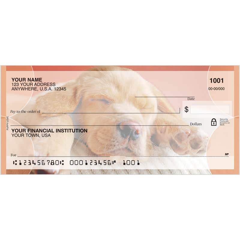custom business checks featuring an image of a puppy