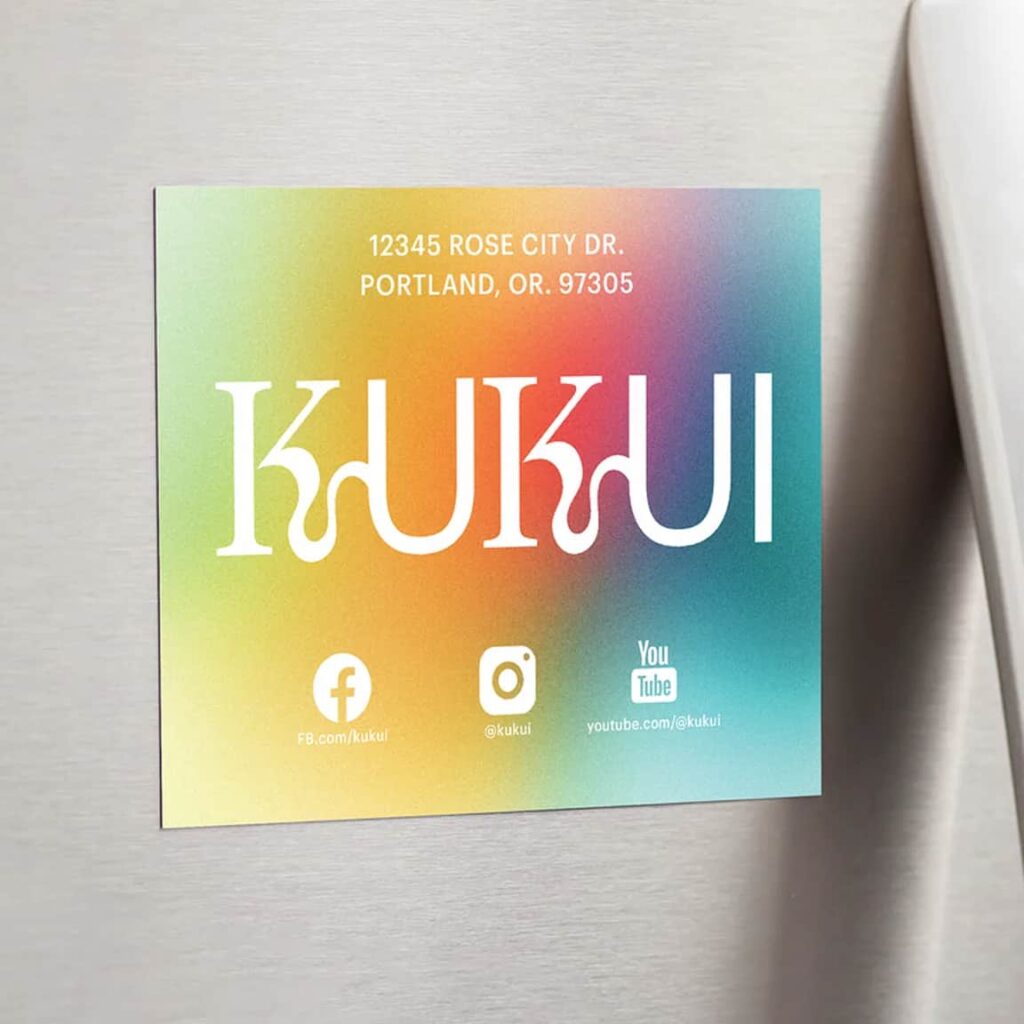 Poster design with business contact information and social media handles