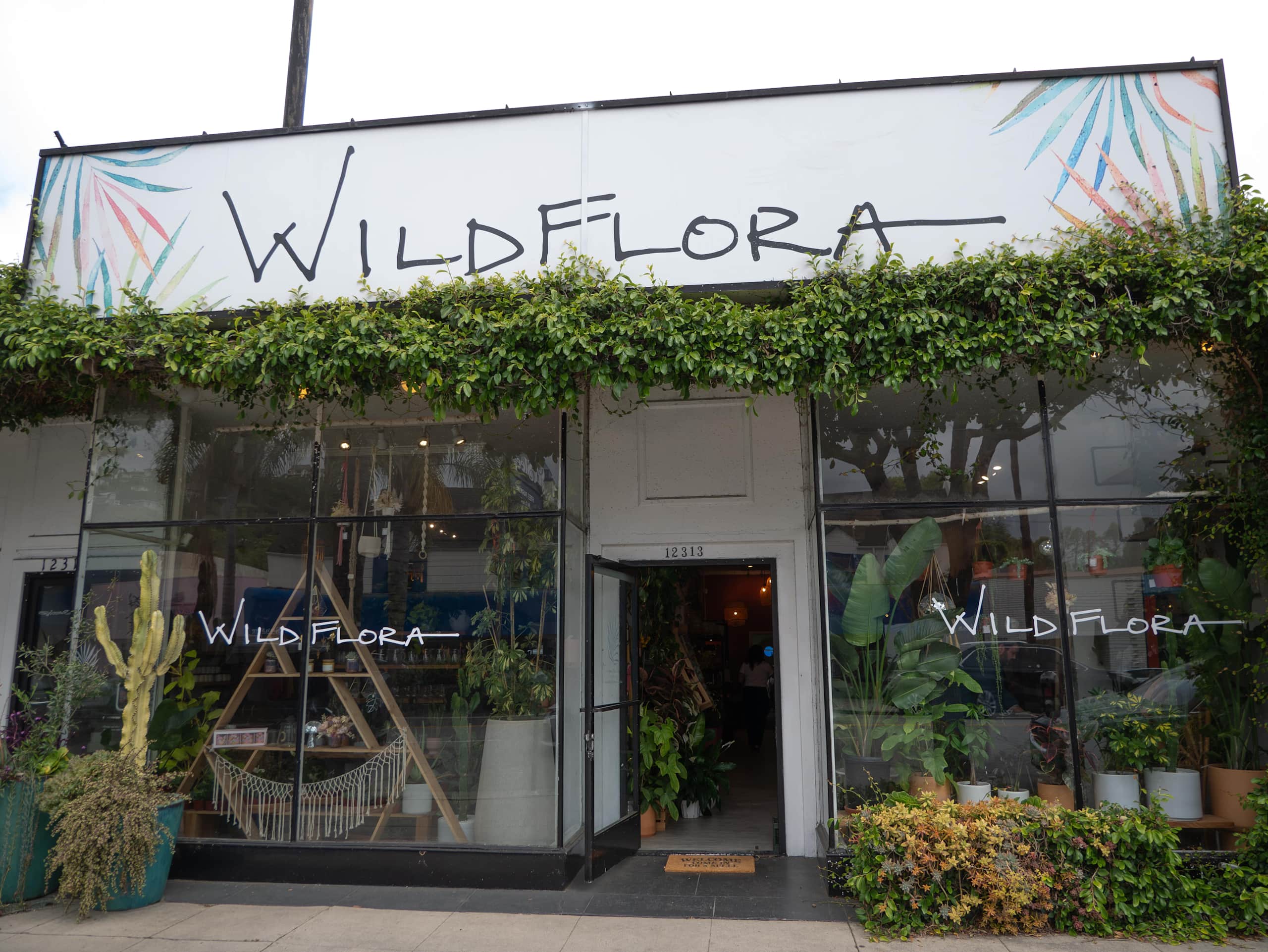 Brand name on storefront sign, brand elements