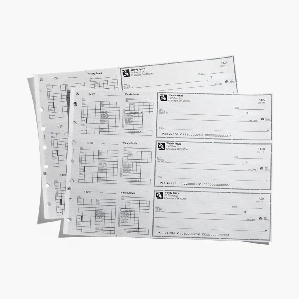 Black and white customizable three-to-a-page checks