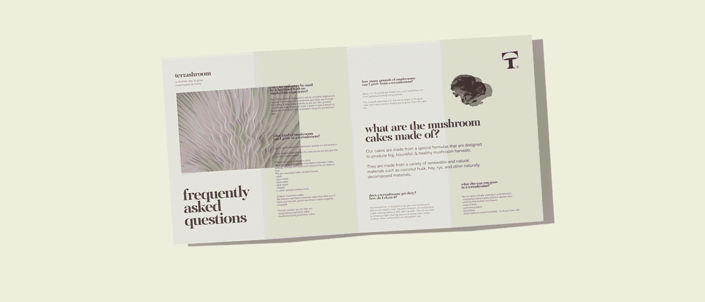 Brochure featuring the brand logo in corner