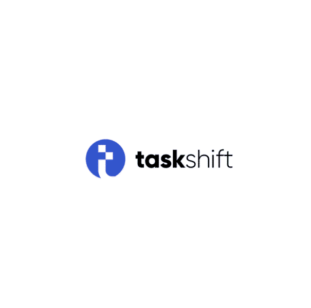 Minimalistic blue T logo for Taskshift, a B2B platform