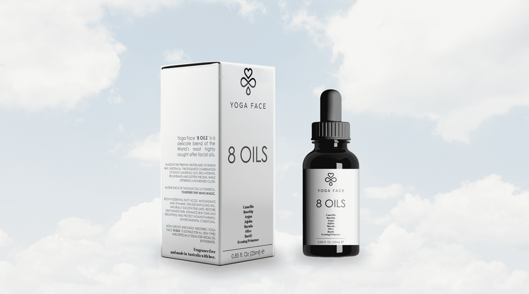 Pantone Color of the Year 2026 Cloud Dancer used on yoga oil packaging