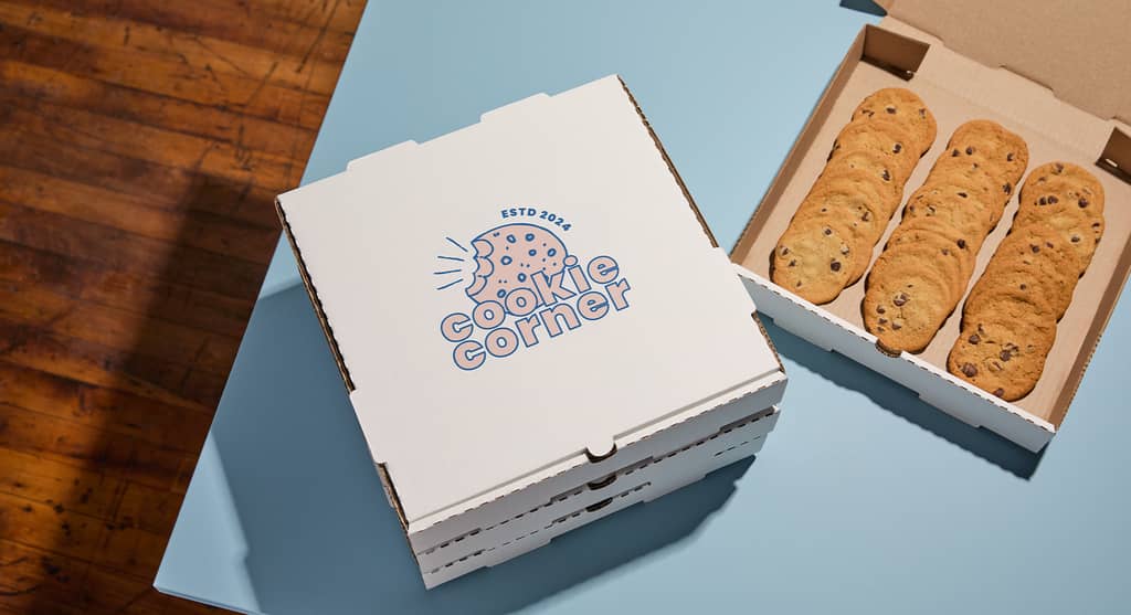Cookie shop packaging with branded logo