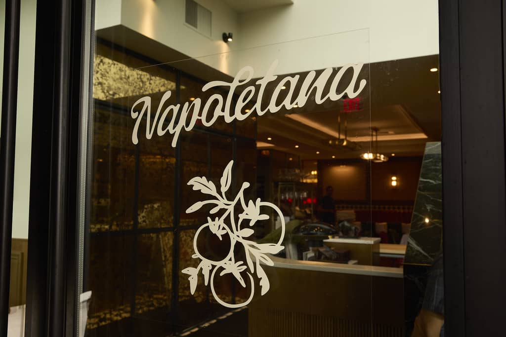 A branded window decal for an Italian restaurant