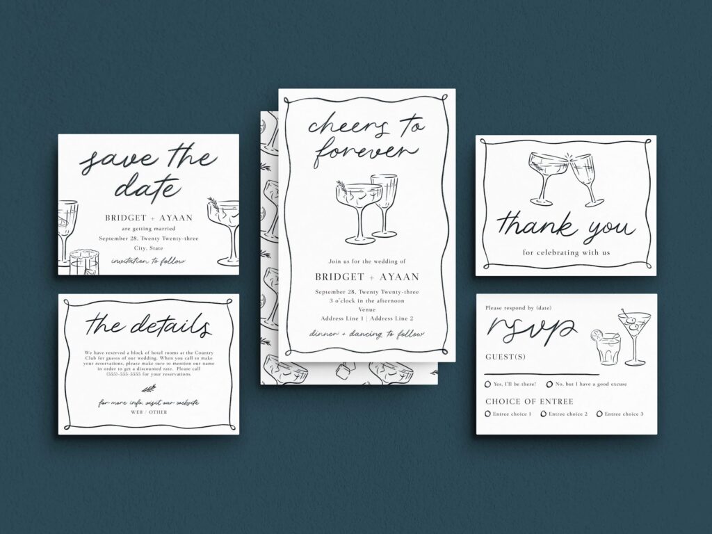 save-the-date in a wedding illustration invite series