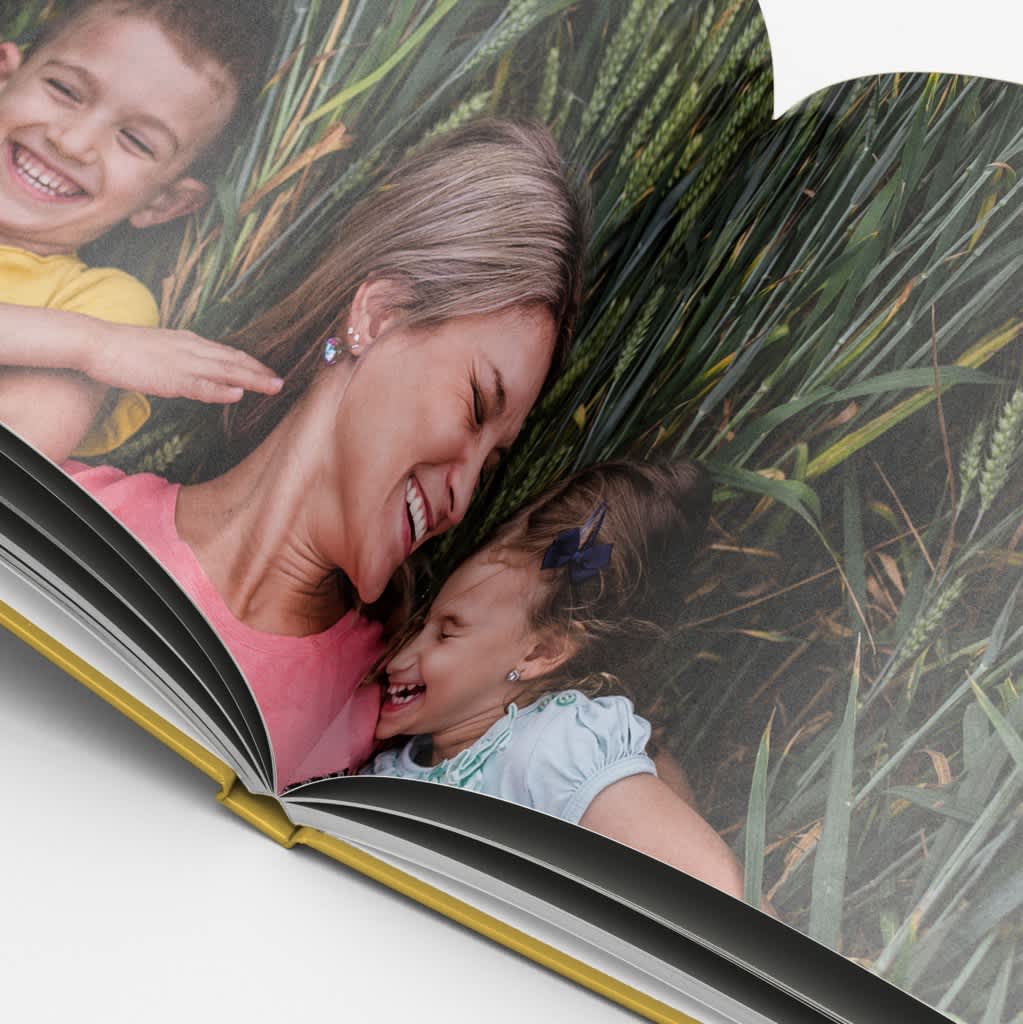 Family photograph of a mom and her kids in a custom photo book