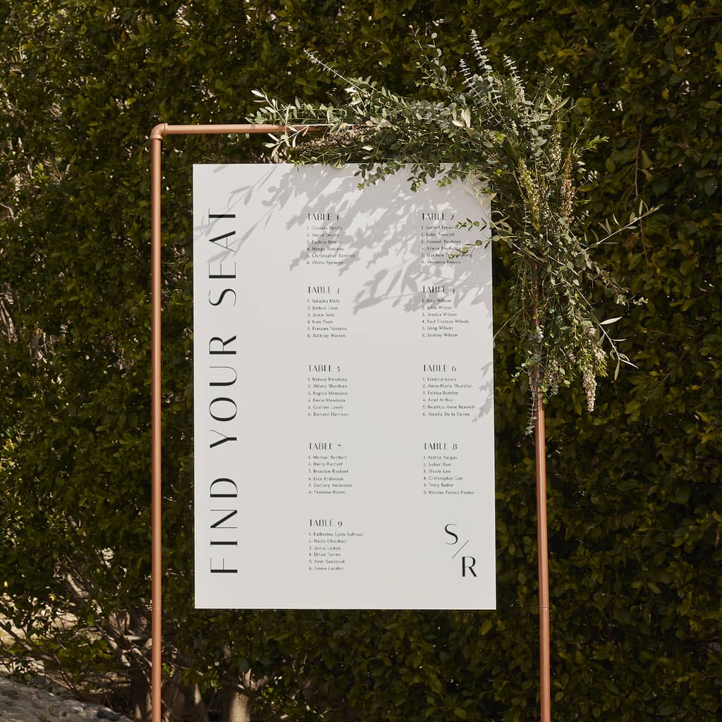 minimal wedding seating chart