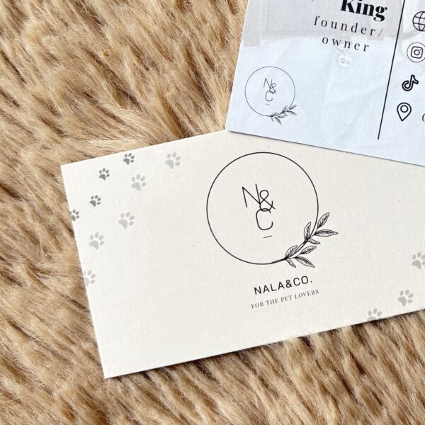 Small business Nala & Co with monogram logo on business card