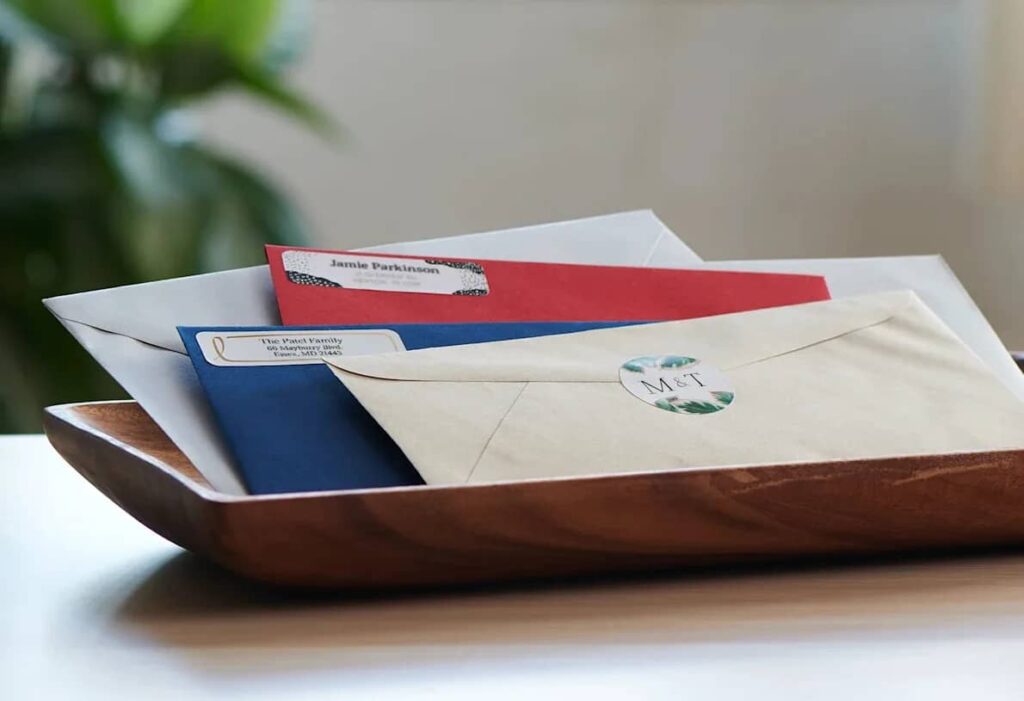 Series of colored envelopes