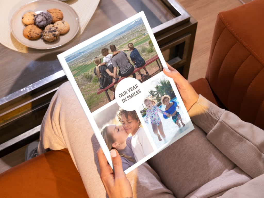 A year review photo book design with a softcover