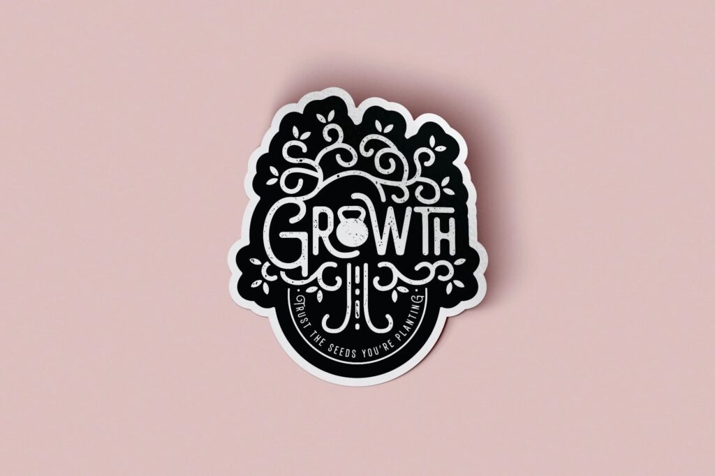 Growth sticker design for a fitness company for New Year's Day