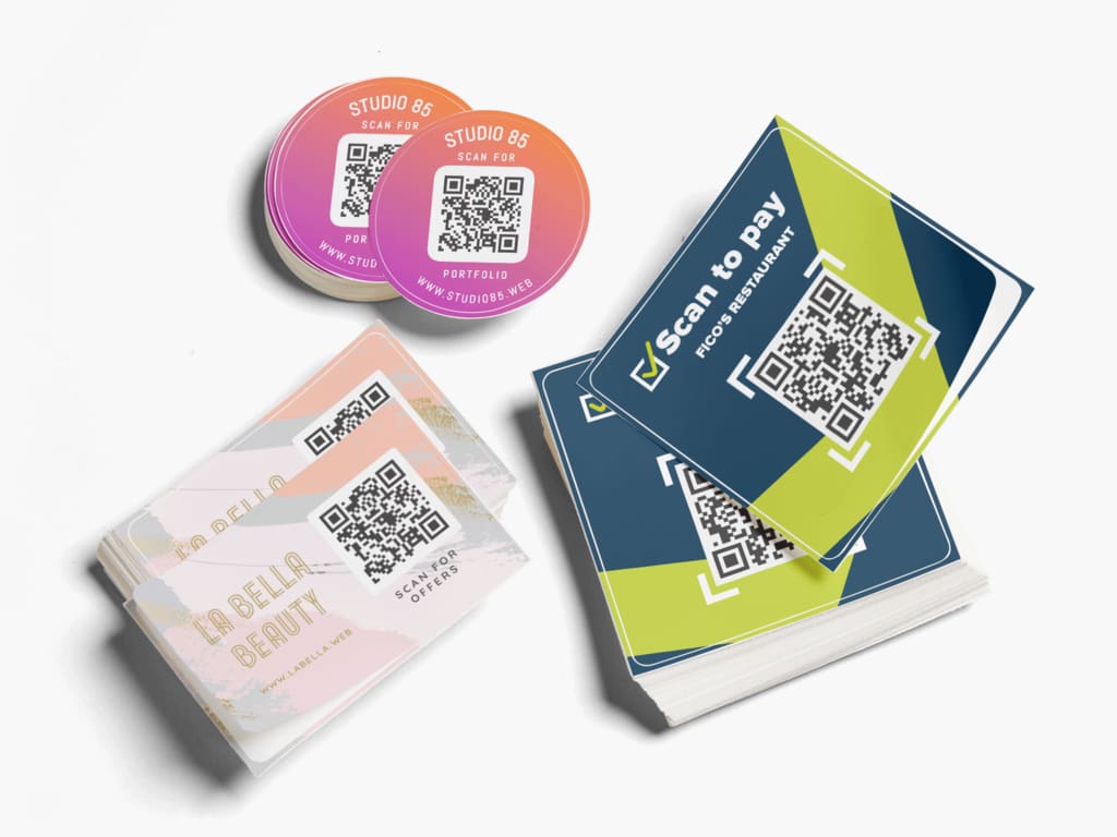Selection of stickers with QR codes