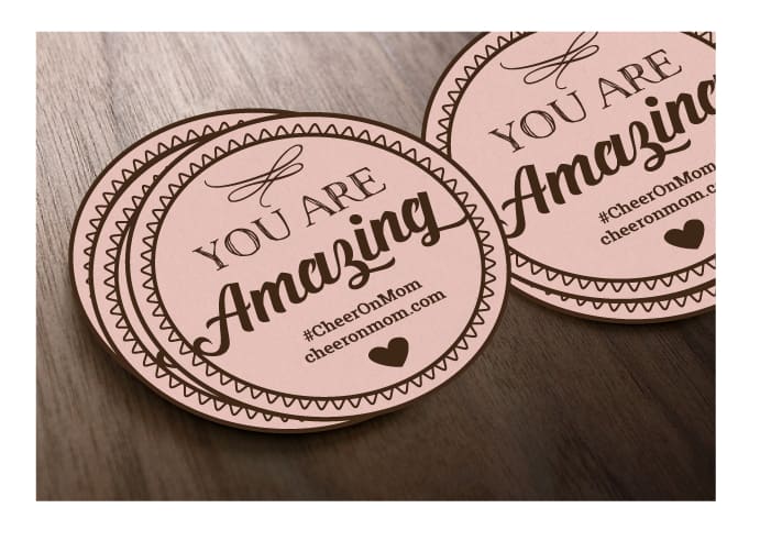 Pink circular “you are amazing” Mother’s Day stickers