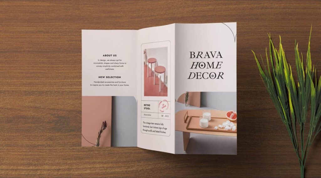 Z-fold business brochure for a home decor design company